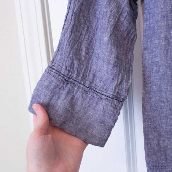 Boho VTG Linen Shirt Rugged Stitch Oversized Top C&B Lagenlook S | Soft Summer - Picture 5 of 8